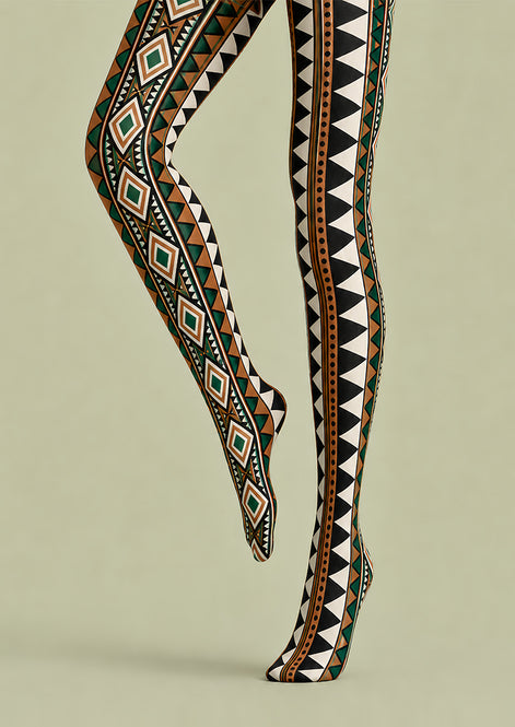 Abstract Pattern Tights Tribal Print Pantyhose L68-58