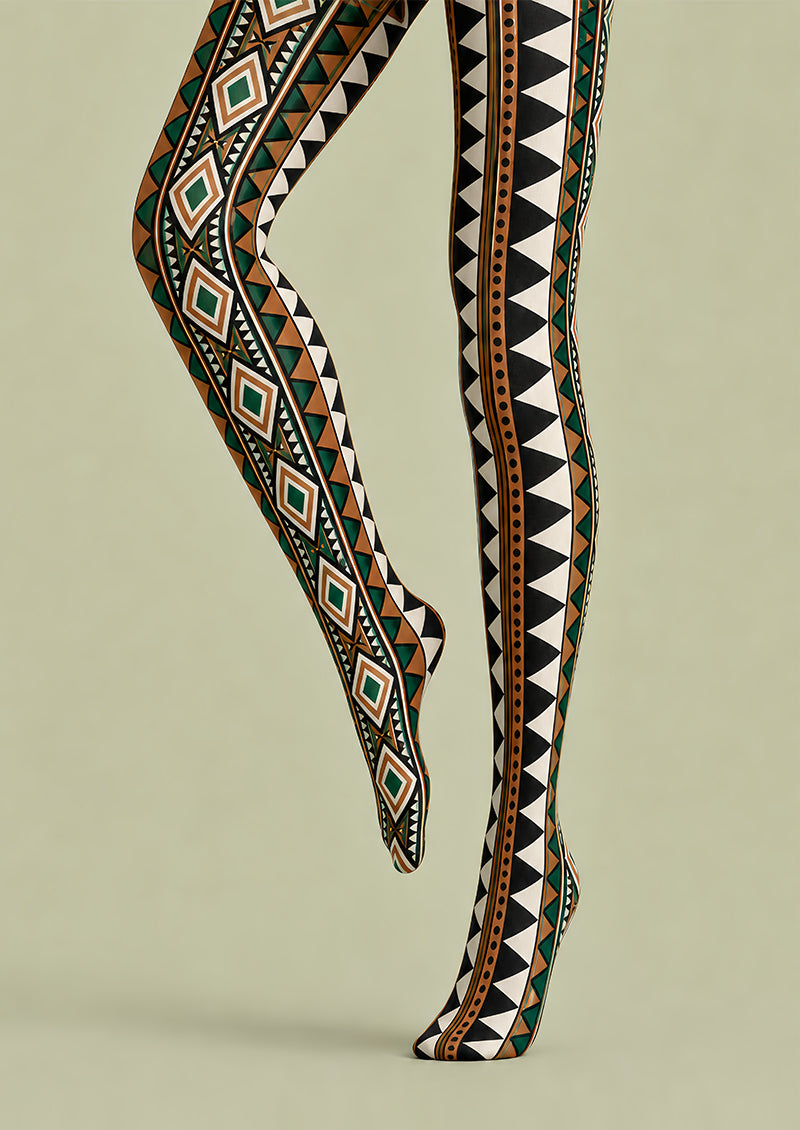 Abstract Pattern Tights Tribal Print Pantyhose L68-58