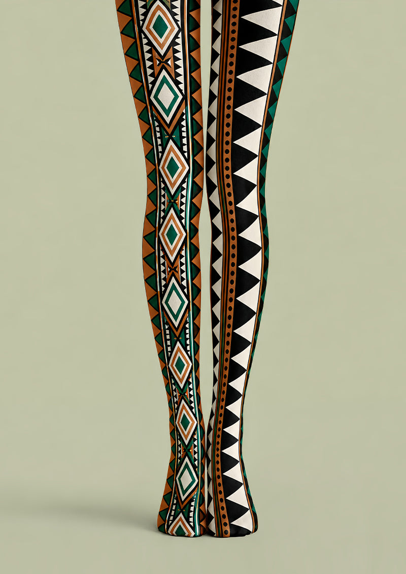 Abstract Pattern Tights Tribal Print Pantyhose L68-58