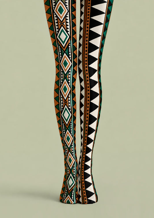 Abstract Pattern Tights Tribal Print Pantyhose L68-58