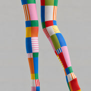Pop Art Tights Color Block Print Pantyhose L68-59