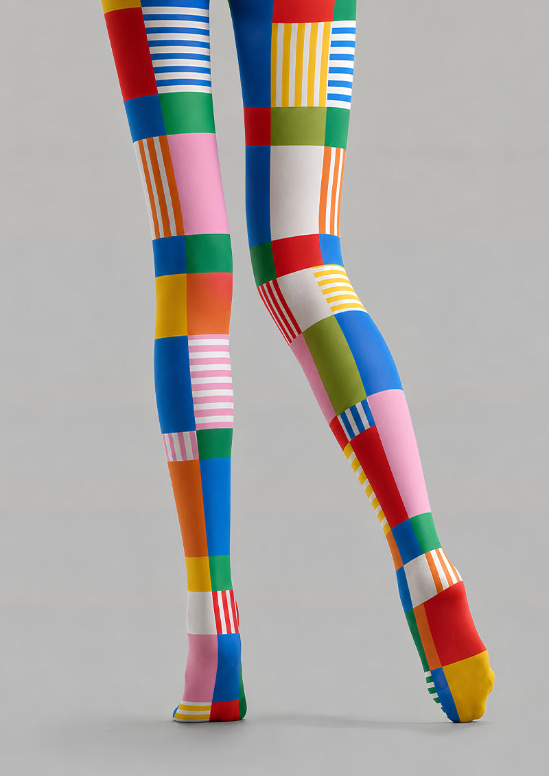 Pop Art Tights Color Block Print Pantyhose L68-59