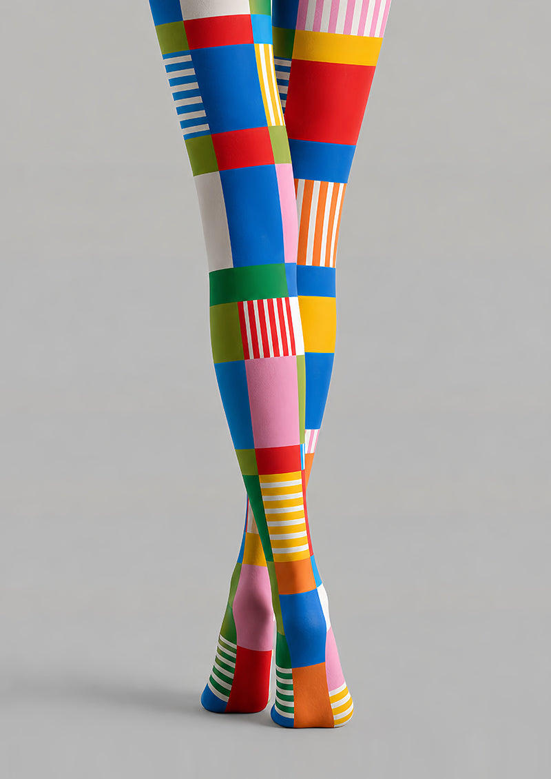 Pop Art Tights Color Block Print Pantyhose L68-59