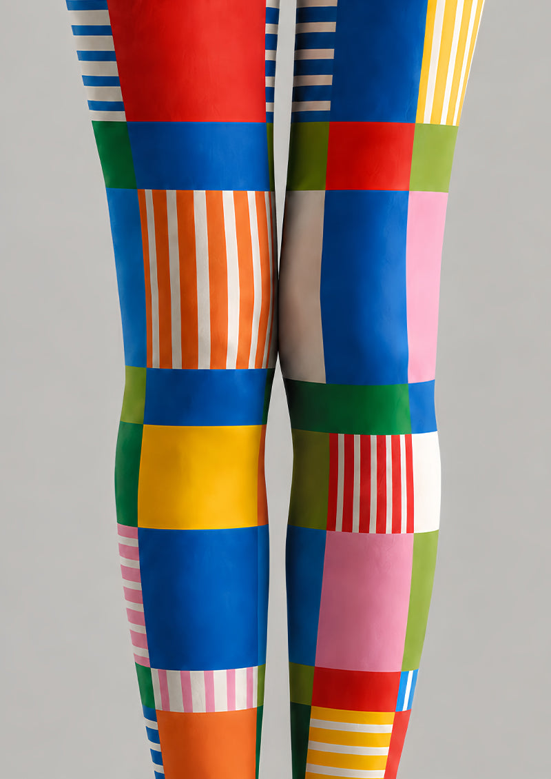 Pop Art Tights Color Block Print Pantyhose L68-59