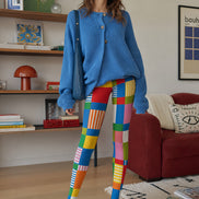 Pop Art Tights Color Block Print Pantyhose L68-59
