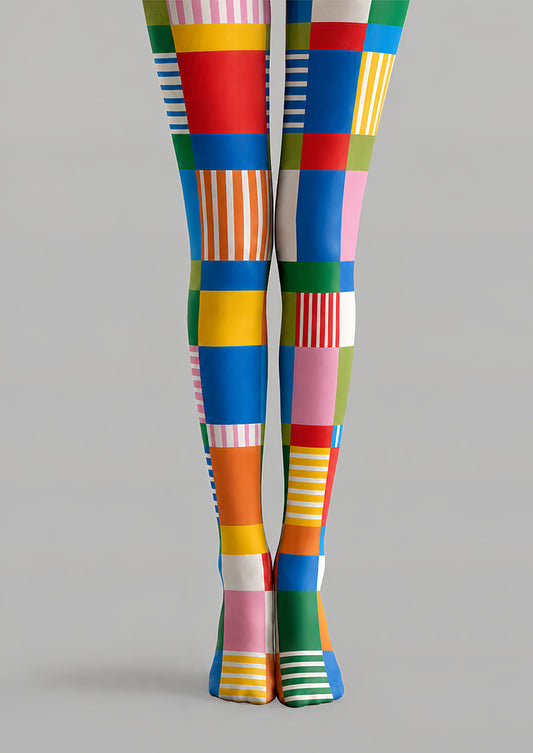 Pop Art Tights Color Block Print Pantyhose L68-59