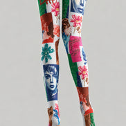 Abstract Collage Tights Colorful Artwork Pantyhose L68-60