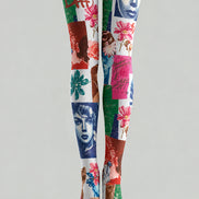 Abstract Collage Tights Colorful Artwork Pantyhose L68-60