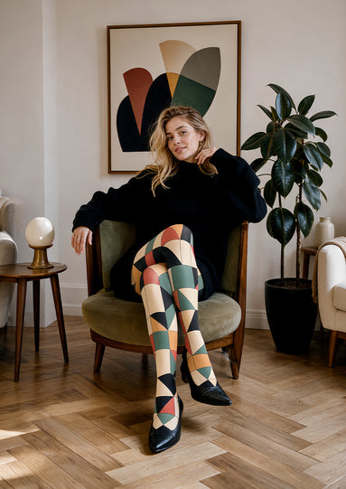 Designer Style Tights Abstract Printed Fashion Leggings L68-61