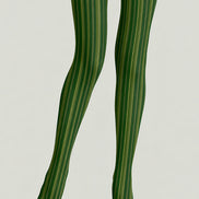 Green Striped Tights Vertical Pattern Pantyhose L68-63
