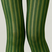 Green Striped Tights Vertical Pattern Pantyhose L68-63