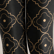 Black Gold Patterned Tights Elegant Hosiery L68-66