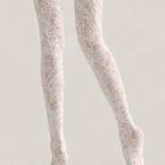 Floral Lace Tights Elegant White Patterned Pantyhose L68-69