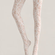 Floral Lace Tights Elegant White Patterned Pantyhose L68-69