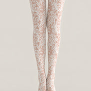Floral Lace Tights Elegant White Patterned Pantyhose L68-69