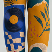 Modern Art Collage Graphic Printed Multicolor Tights L68-7
