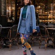 Modern Art Collage Graphic Printed Multicolor Tights L68-7