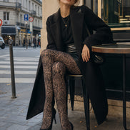 Black Floral Pattern Tights Luxury Lace Pantyhose L68-70