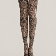 Black Floral Pattern Tights Luxury Lace Pantyhose L68-70