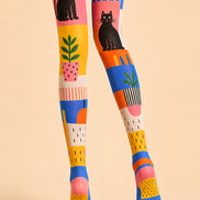 Cute Cat Tights Colorful Cartoon Graphic Pantyhose L68-73