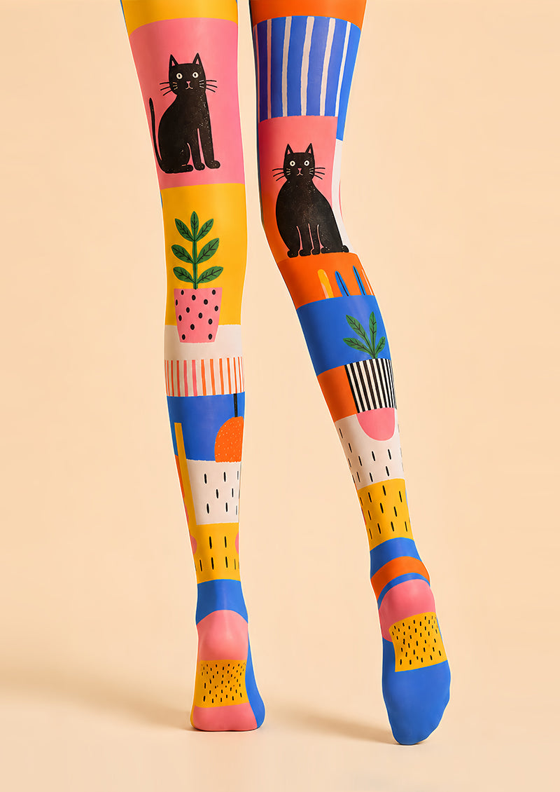 Cute Cat Tights Colorful Cartoon Graphic Pantyhose L68-73
