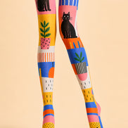 Cute Cat Tights Colorful Cartoon Graphic Pantyhose L68-73
