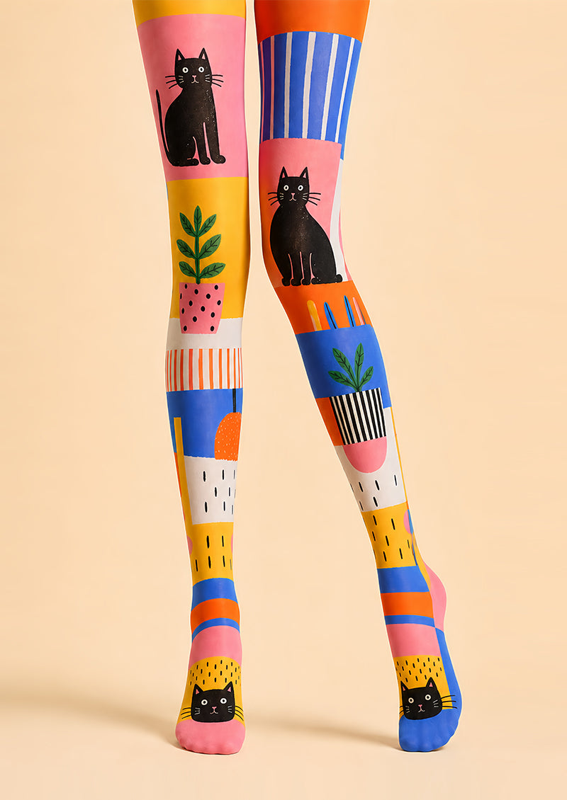 Cute Cat Tights Colorful Cartoon Graphic Pantyhose L68-73