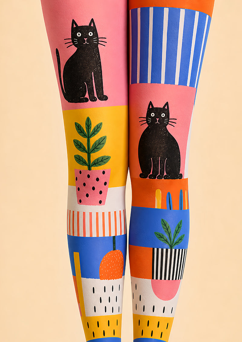 Cute Cat Tights Colorful Cartoon Graphic Pantyhose L68-73