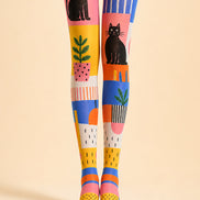 Cute Cat Tights Colorful Cartoon Graphic Pantyhose L68-73