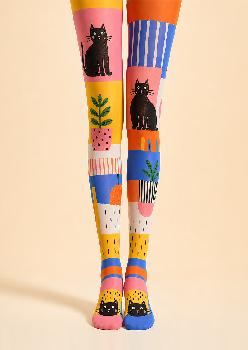 Cute Cat Tights Colorful Cartoon Graphic Pantyhose L68-73
