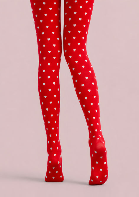 Red Mini Heart Tights Sweet Valentine Pantyhose L68-74