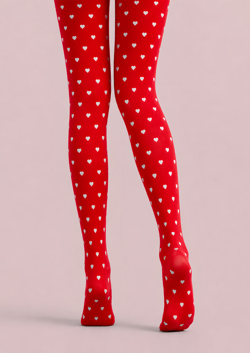 Red Mini Heart Tights Sweet Valentine Pantyhose L68-74