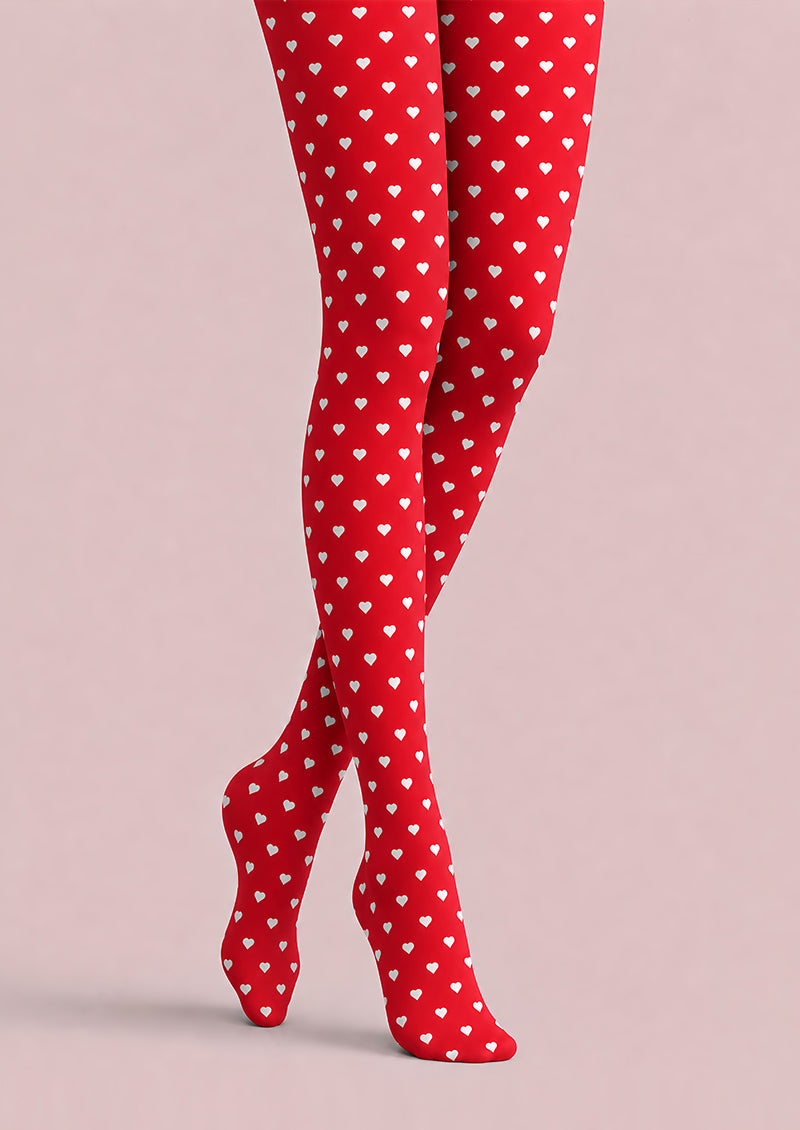 Red Mini Heart Tights Sweet Valentine Pantyhose L68-74