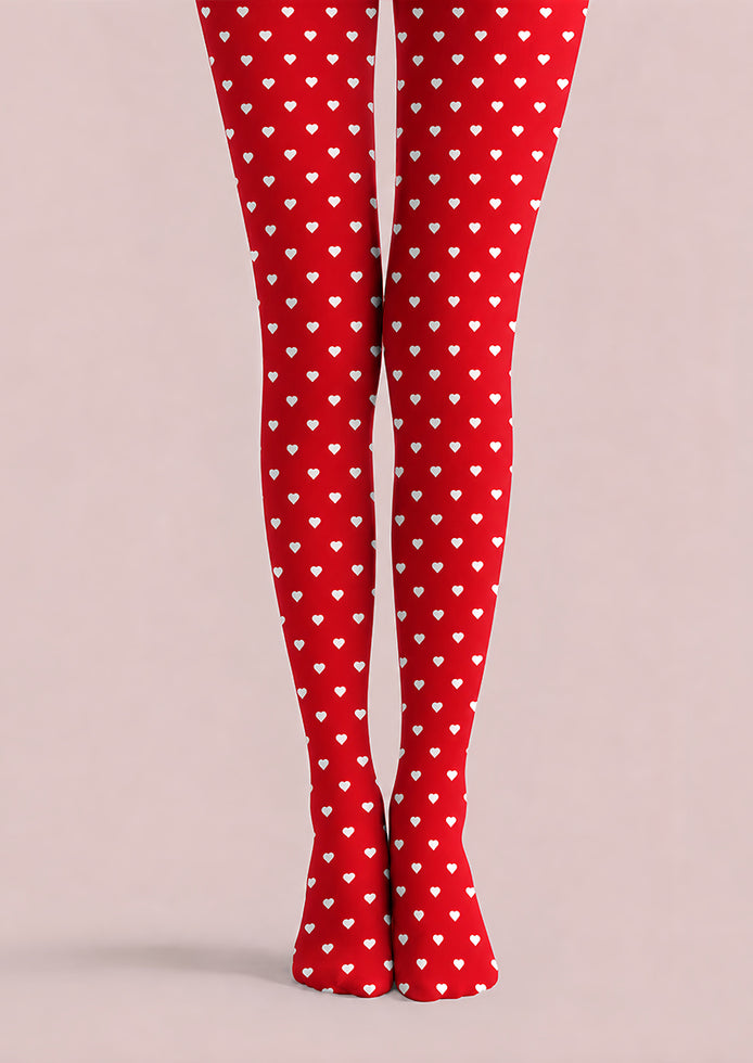 Red Mini Heart Tights Sweet Valentine Pantyhose L68-74