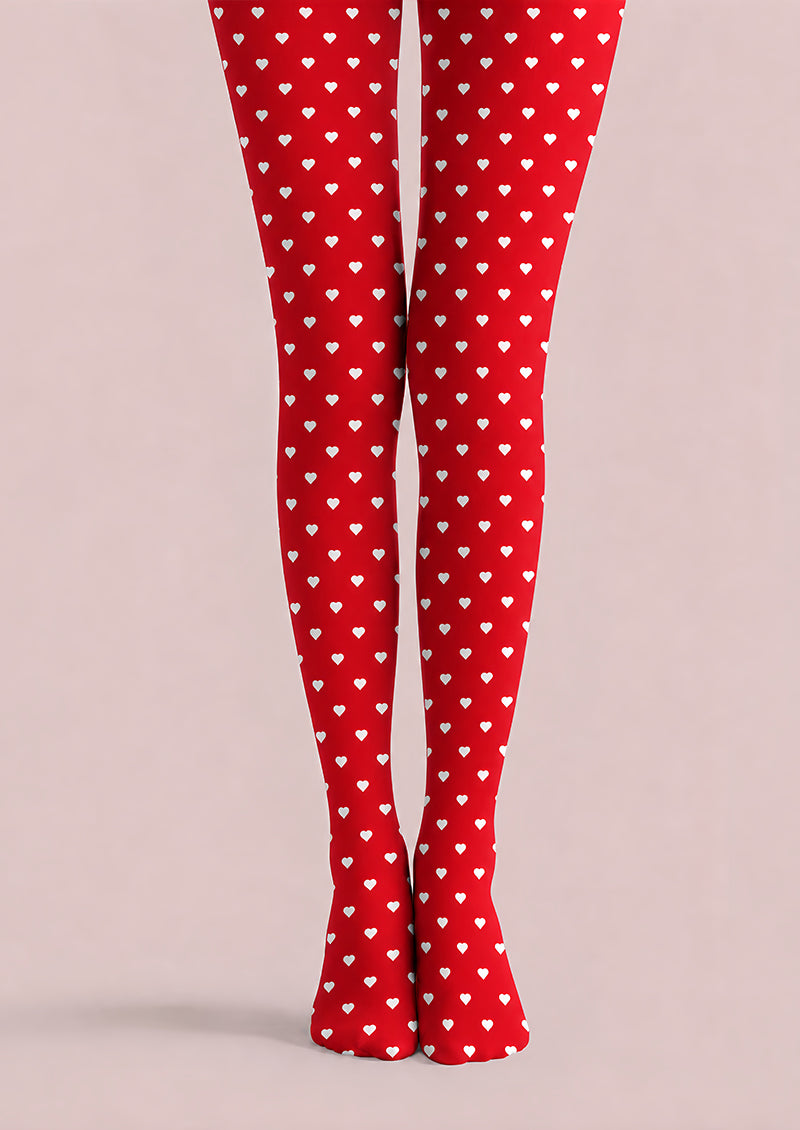 Red Mini Heart Tights Sweet Valentine Pantyhose L68-74