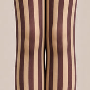 Vertical Stripe Preppy Tights Burgundy Retro Hosiery L68-76