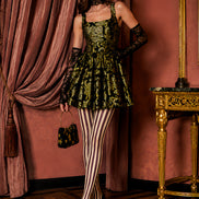Vertical Stripe Preppy Tights Burgundy Retro Hosiery L68-76