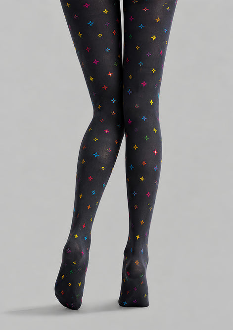 Colorful Geometric Tights Charcoal Everyday Pantyhose L68-77