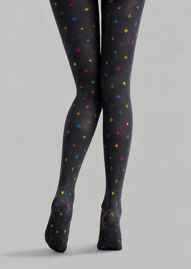 Colorful Geometric Tights Charcoal Everyday Pantyhose L68-77