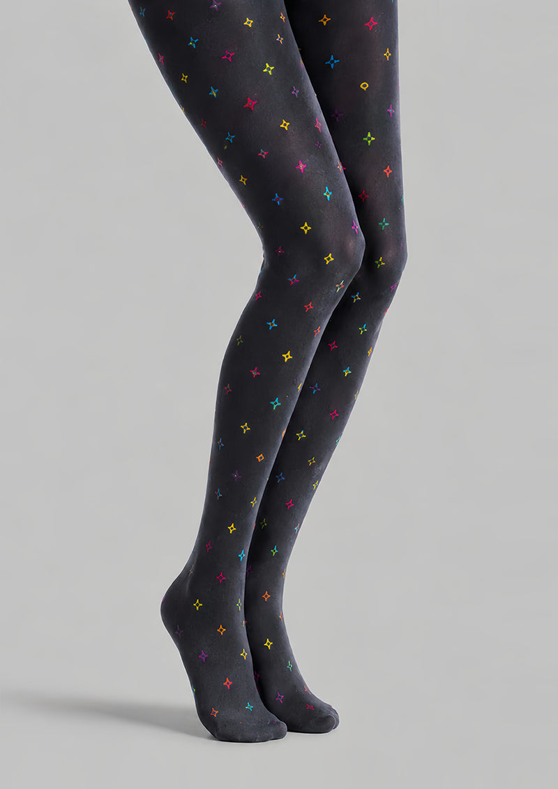 Colorful Geometric Tights Charcoal Everyday Pantyhose L68-77