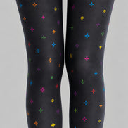 Colorful Geometric Tights Charcoal Everyday Pantyhose L68-77