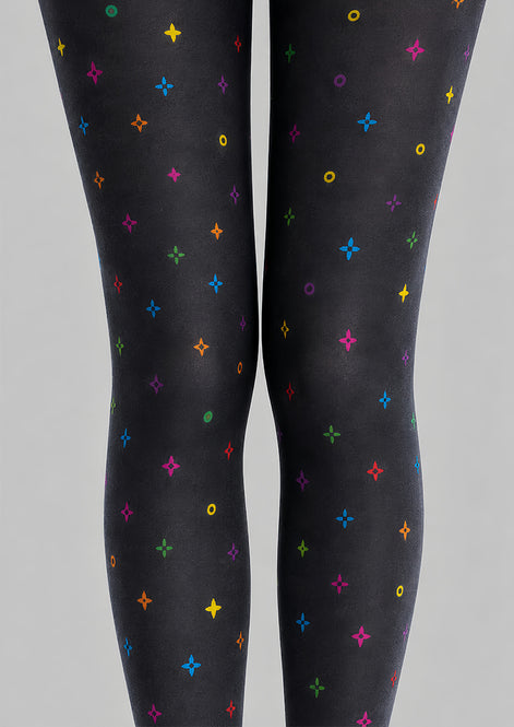 Colorful Geometric Tights Charcoal Everyday Pantyhose L68-77