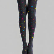 Colorful Geometric Tights Charcoal Everyday Pantyhose L68-77