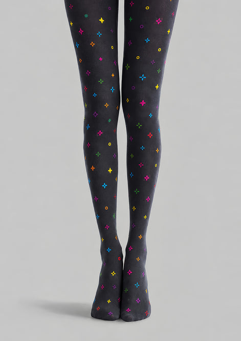 Colorful Geometric Tights Charcoal Everyday Pantyhose L68-77