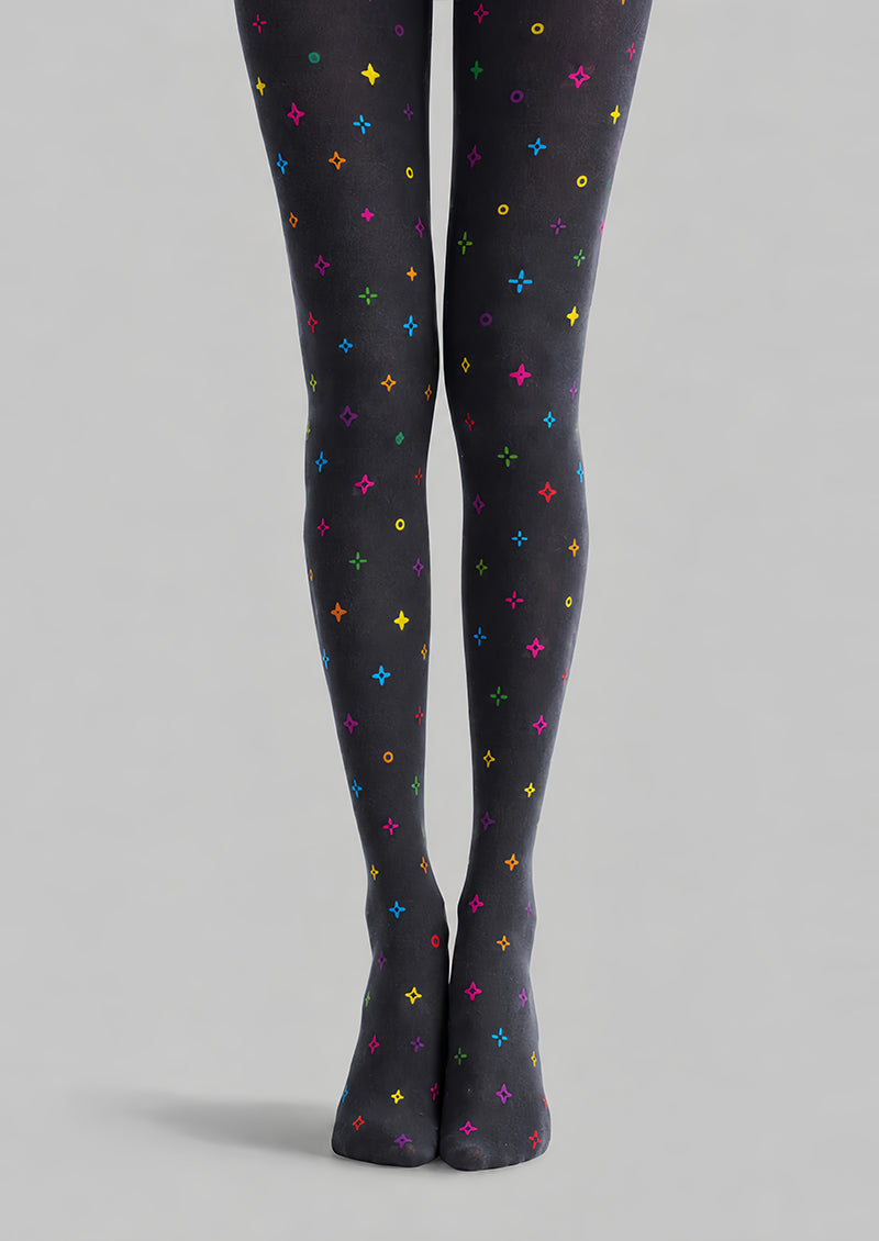 Colorful Geometric Tights Charcoal Everyday Pantyhose L68-77