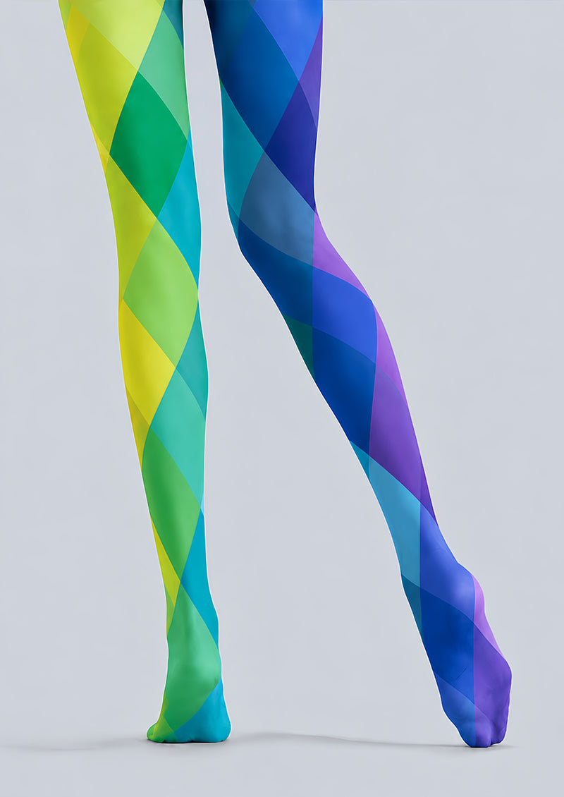 Colorful Diamond Tights Geometric Artsy Hosiery L68-78