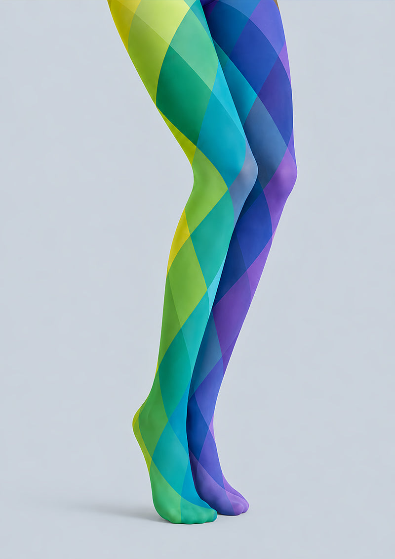 Colorful Diamond Tights Geometric Artsy Hosiery L68-78