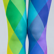 Colorful Diamond Tights Geometric Artsy Hosiery L68-78
