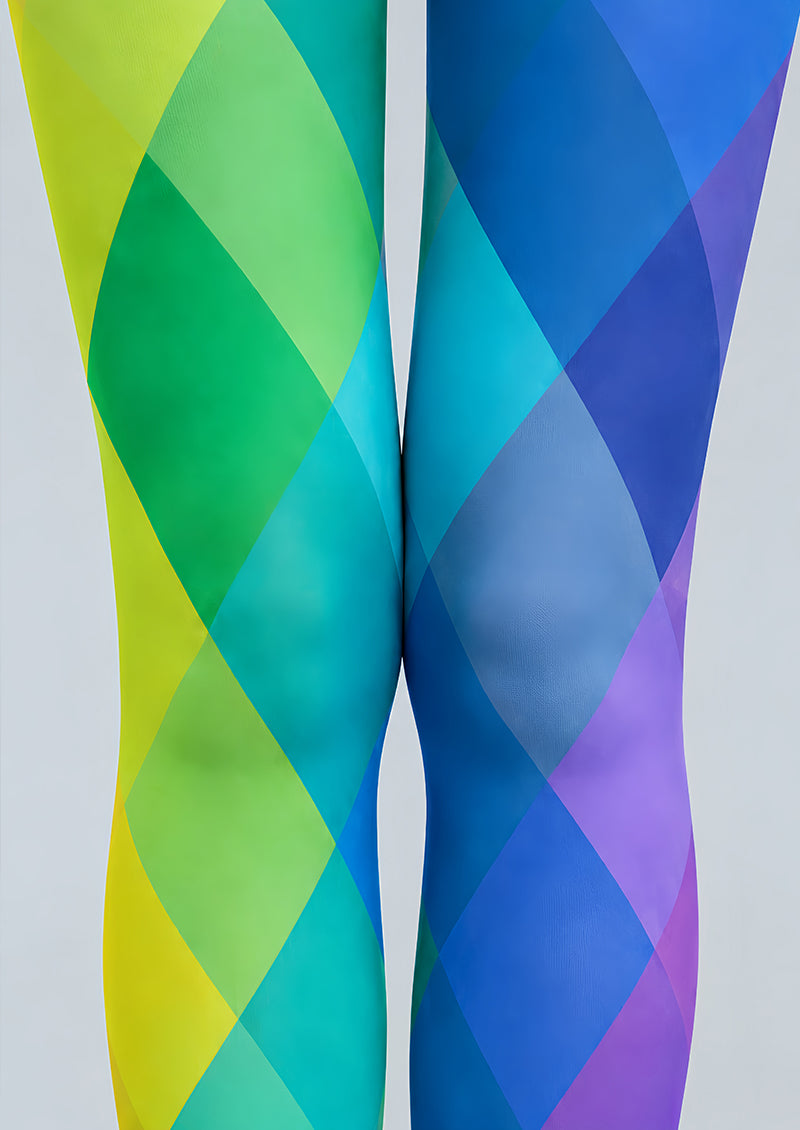 Colorful Diamond Tights Geometric Artsy Hosiery L68-78
