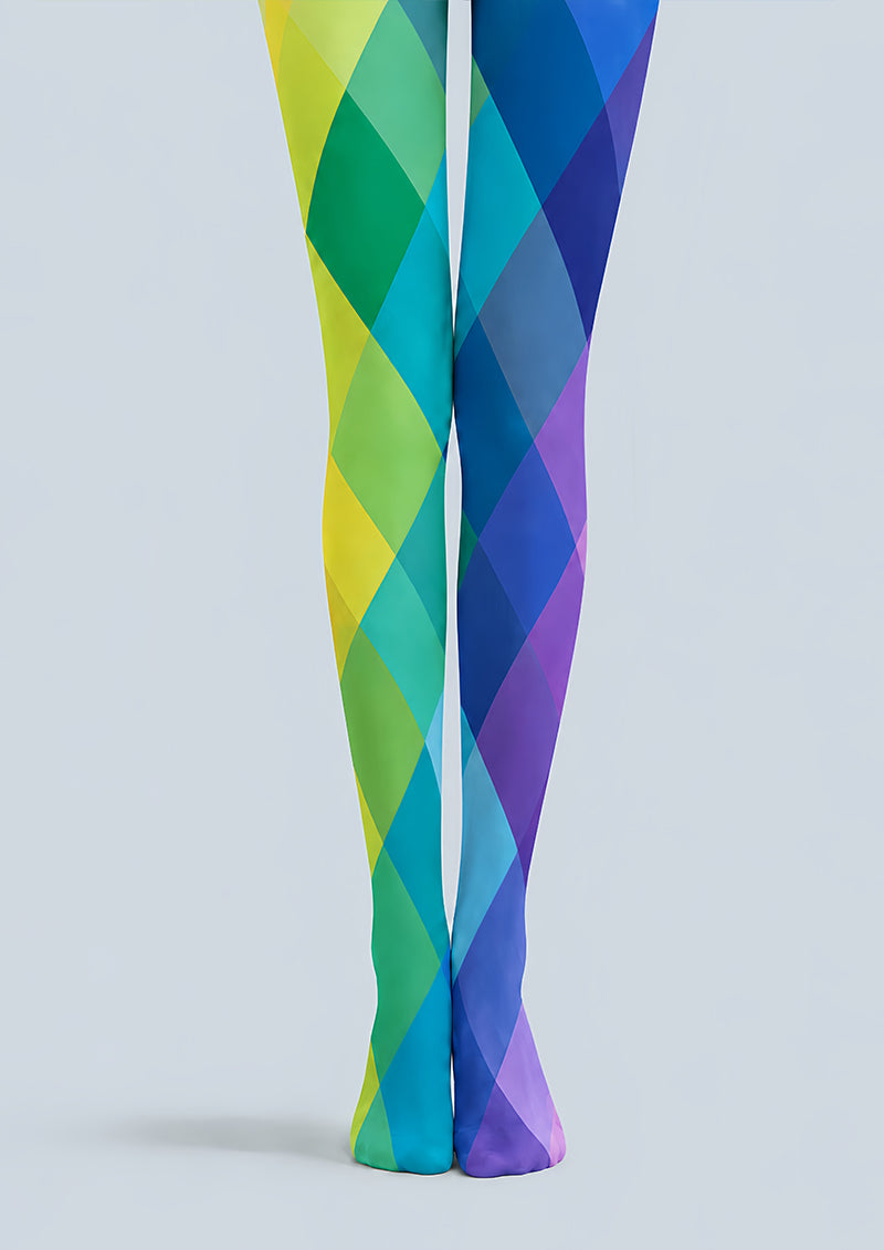 Colorful Diamond Tights Geometric Artsy Hosiery L68-78